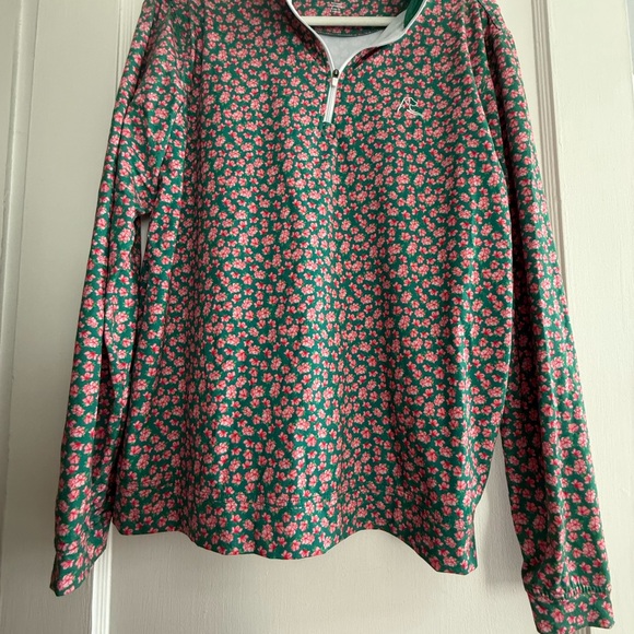 Rhoback Azelia Collection Green and Pink Floral Q Zip Size Small - Picture 1 of 5